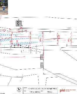 Situační výkres dopravního značení (projektová dokumentace). Obsahuje technické parametry a rozměry (např. 34,95; 15,10; 48,55; 23,00; 42,35), označení dopravn…