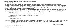 Výpis z katastru nemovitostí týkající se věcného břemene zřizování a provozování vedení. Obsah: a) právo umístit, zřídit, provozovat, opravovat a udržovat na s…