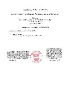 Městská část Praha-Dolní Chabry, Zastupitelstvo městské části Praha-Dolní Chabry, Usnesení Zastupitelstva městské části Praha-Dolní Chabry, Číslo 229/26/ZMČ, z…