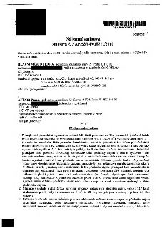 Naskenovaná stránka textového dokumentu: Nájemní smlouva č. NAP/58/04/018221/2010. Uzavřená mezi HLAVNÍM MĚSTEM PRAHA (zastoupené ředitelem odboru obchodních a…
