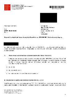 Naskenovaná stránka úředního dokumentu od Hlavního města Prahy – Magistrátu hlavního města Prahy, Odbor evropských fondů, Oddělení sekretariátu. Věc: Odpověď n…