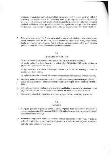 Výňatek ze smlouvy o poskytnutí dotace. Obsahuje podmínky pro evidenci dokladů, povinnost oznámení změn (insolvence, likvidace, změna názvu/sídla) do 15 dnů. Č…