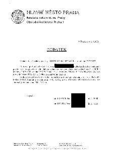 HLAVNÍ MĚSTO PRAHA, Městská policie hl. m. Prahy, Obvodní ředitelství Praha 1. V Praze, dne 2.9.2025. DODATEK. Dodatek k ÚZ vedený pod č. j.: MPPH 80706 / 2025…