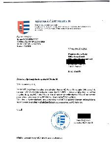 Úřední dopis Městské části Praha 19, ze dne 29.4.2026. Předmět: Žádost o přijetí majetku do správy MČ Praha 19. Odesílatel: Ivana Šestáková, starostka MČ Praha…