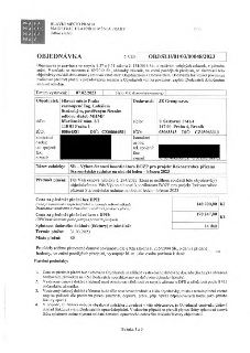 HLAVNÍ MĚSTO PRAHA MAGISTRÁT HLAVNÍHO MĚSTA PRAHY, Odbor služeb. OBJEDNÁVKA č. CES OBJ/SLU/01/03/00048/2023. Datum vystavení: 07.02.2023. Objednatel: Hlavní mě…