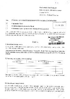 Žádost o vydání rozhodnutí o umístění stavby v územním řízení. Úřad městské části Praha 20, Odbor výstavby a územního rozvoje, Jívanská 647/10, 193 00 Praha 20…