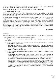 Výňatek z úředního dokumentu o výsledcích přezkoumání hospodaření MČ za rok 2025. Text obsahuje podrobnosti o zjištěných nedostatcích: 1. Původní upozornění ze…