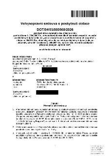 Veřejnoprávní smlouva o poskytnutí dotace č. DOT/04/03/000568/2026. Smluvní strany: Hlavní město Praha (zastoupené PhDr. Pavlem Uhlíkem, IČO 00064581) a Městsk…