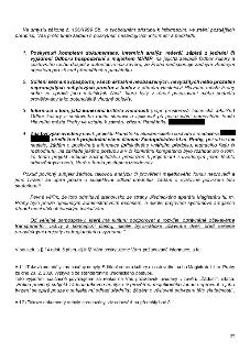 Úřední dokument (strana 2/3) obsahující žádost o informace podle zákona č. 106/1999 Sb. a následnou odpověď úřadu. Žadatel požaduje dokumentaci, analýzy a sezn…