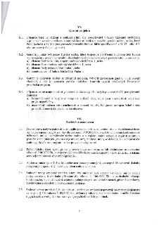 Text smlouvy, články VI. 'Garant projektu' a VII. 'Závěrečná ustanovení'. Článek VI. definuje roli garanta projektu, kterým může být pouze fyzická osoba s pově…