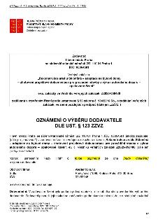 Oznámení o výběru dodavatele dle ust. § 123 ZZVZ. Zadavatel: Hlavní město Praha, Mariánské náměstí 2/2, 110 01 Praha 1, IČO: 00064581. Veřejná zakázka: 'Rekons…