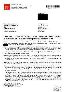 Odpověď na žádost o poskytnutí informací podle zákona č. 106/1999 Sb., o svobodném přístupu k informacím. Vydal: Magistrát hlavního města Prahy, Odbor pozemníc…
