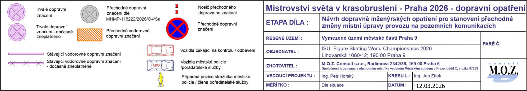 Legenda dopravně inženýrských opatření pro Mistrovství světa v krasobruslení v Praze 2026.