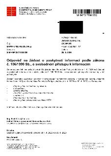 Odpověď na žádost o poskytnutí informací podle zákona č. 106/1999 Sb., o svobodném přístupu k informacím. Magistrát hlavního města Prahy, Odbor pozemních komun…