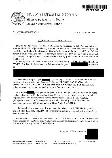 HLAVNÍ MĚSTO PRAHA, Městská policie hl. m. Prahy, Obvodní ředitelství Praha 1. Č.j. MPPH 46551/2025/OŘ 1. V Praze dne 26.04.2025. ÚŘEDNÍ ZÁZNAM: Dne 25.04.2025…