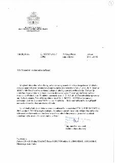Naskenovaný textový dokument od Magistrátu hl. m. Prahy, odbor dopravy (Č.j. MHMP127337/2002, ze dne 26.11.2002, vyřizuje Ing. Frejlach). Věc: Umístění reklamn…