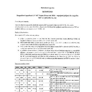 Důvodová zpráva BJ/0109/2026: Rozpočtové opatření č. 5 MČ Praha 20 na rok 2026 – zapojení příjmů do rozpočtu MČ ve výši 619,2 tis. Kč. 

Obsahem je zapojení po…
