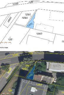 Katastrální mapa a ortofotomapa znázorňující parcely v dané lokalitě. Identifikovaná čísla parcel: 2434/5, 1259, 2434/3, 1258/1, 1258/2, 1257/2 (zvýrazněna mod…